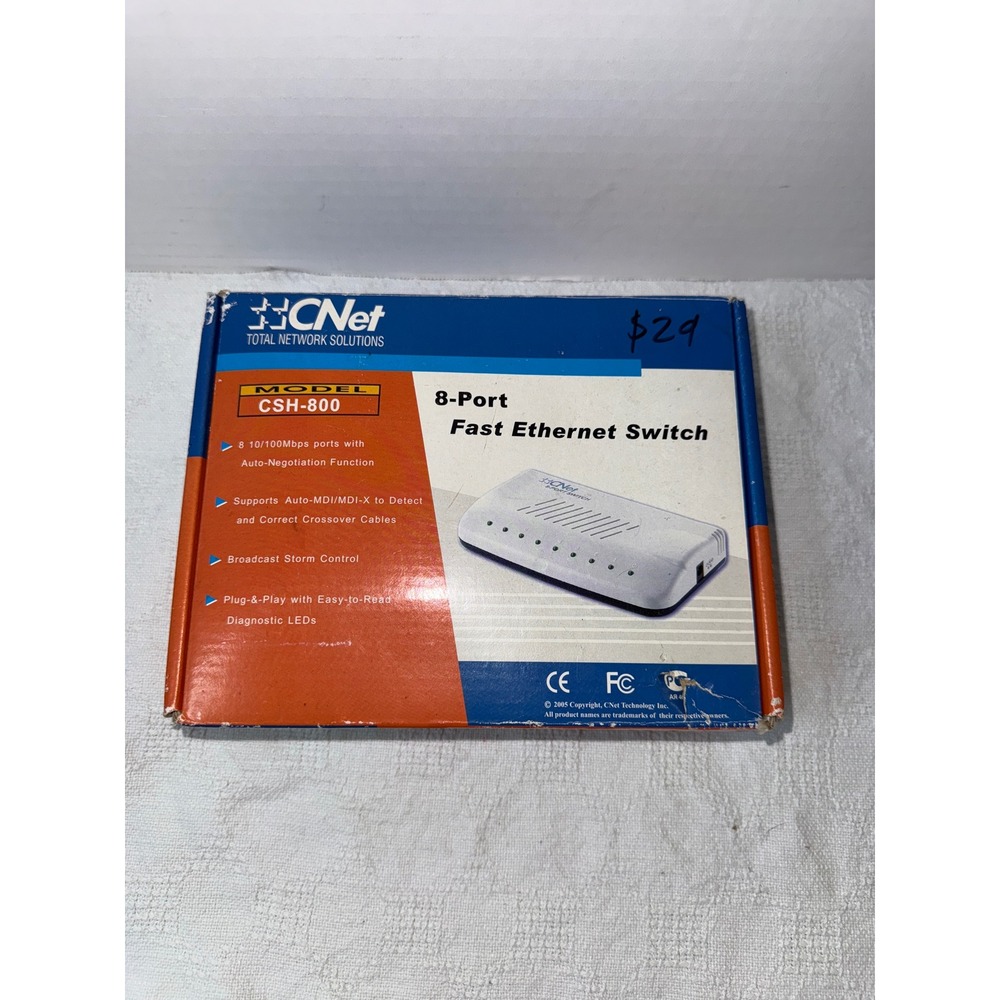 CNet CSH-800 8-Port Fast Ethernet Switch 10/100Mbps‎ Auto-Negotiation